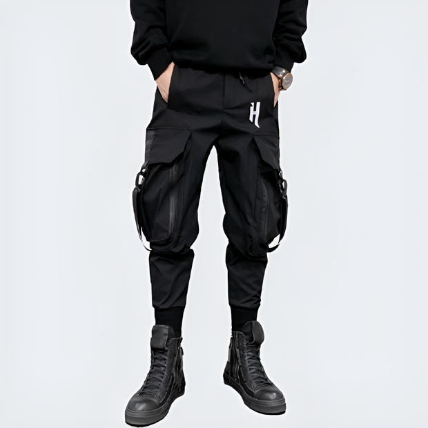 Aogz studio black sweatpants functional pockets