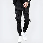 Techwear cargo pants multiple pockets and zippers on the side
