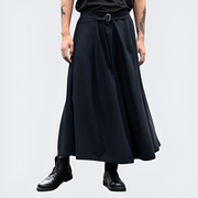 Man wearing black japanese hakama pants traditional Japanese style