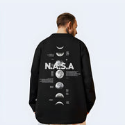 New Techwear UK futuristic black long sleeve shirt, back view of man wearing it.