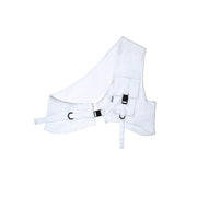 One shoulder buckle vest white front view