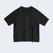 Black plain female t-shirt with big pockets