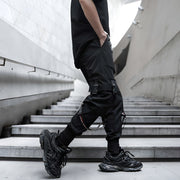 Right side view black tactical cargo pants