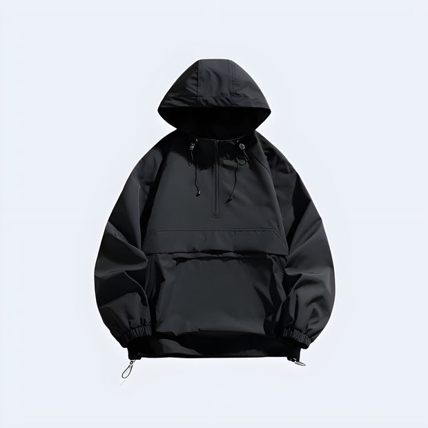 Black tech wear hoodie big pocket on the front