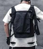Material cotton techwear collarless vest black
