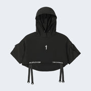 Techwear Black unisex hooded jacket.