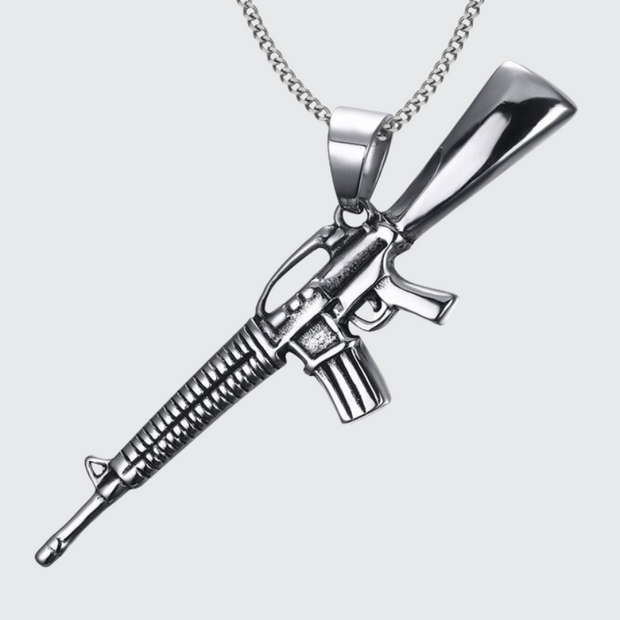 Akm silver necklace gun pendant type necklace