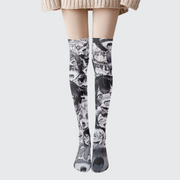 Anime girl socks anime/cartoon pattern type black