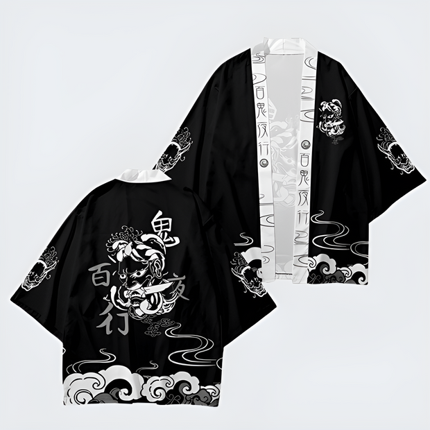 Black and white kimono high quality print