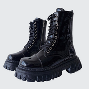 Unisex wearing black gothic punk boots