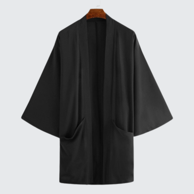 Black kimono robe batwing style sleeve