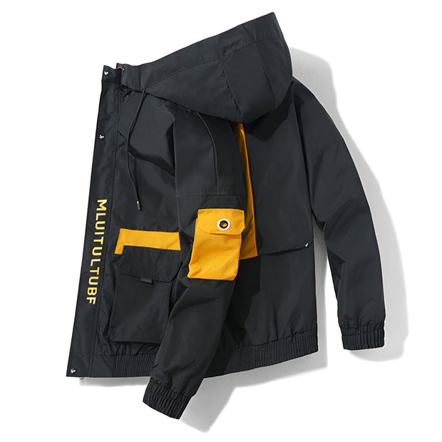 Black lightweight tactical jacket zipper closure