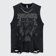 Black sleeveless shirt o neck collar style