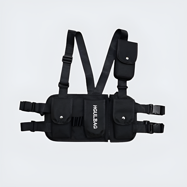 black techwear waist bag adjustable straps