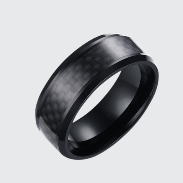 Black titanium carbon fiber ring goth style rings 