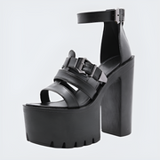 Women wearing black rubber outsole material sandals
