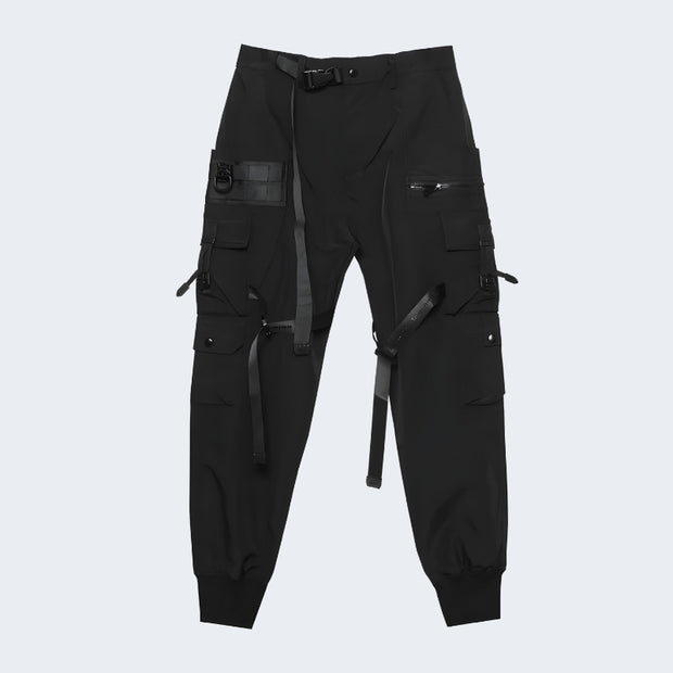 Black cargo pants techwear unisex wearing