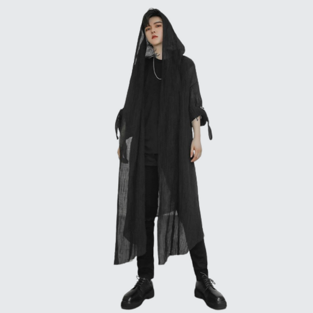 Cloak with hood v neck collar style