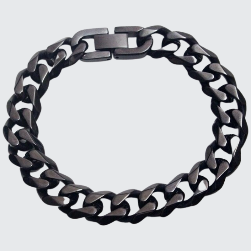 6mm Black Cuban Chain Bracelet For Men & Women - 8.3 Inch Length, Metal Plated
