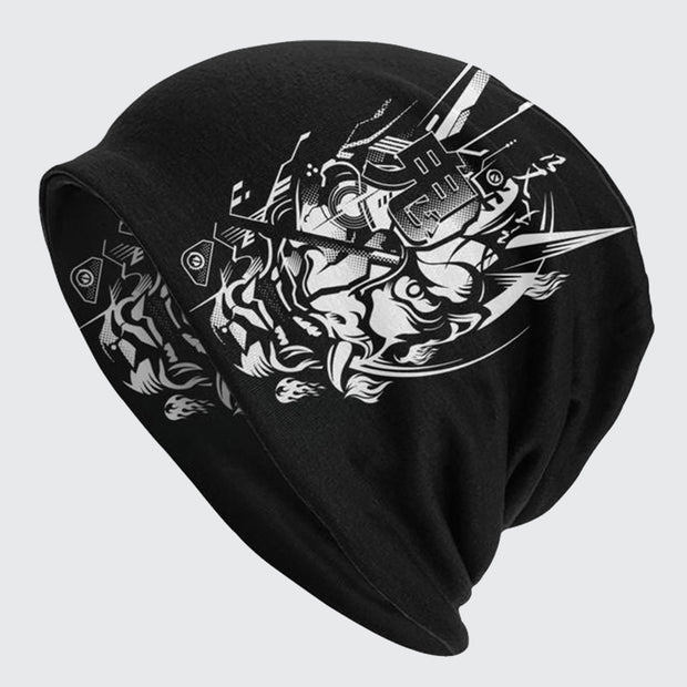 Front view cyber oni beanie warm comfortable