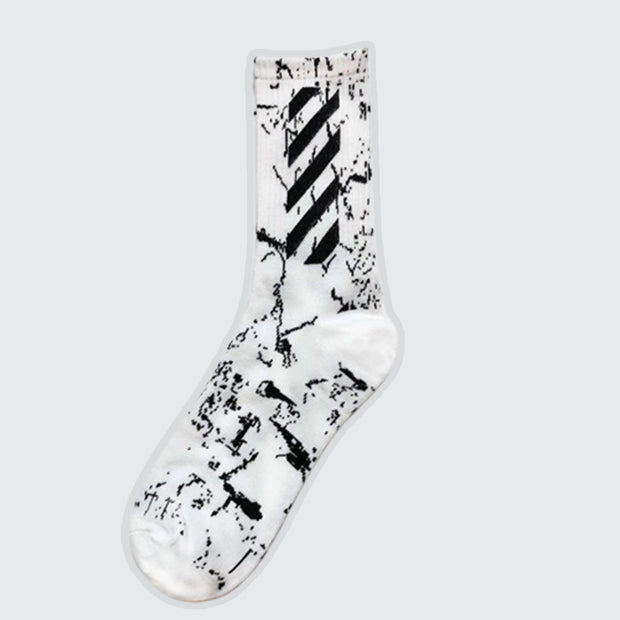 cyberpunk white socks futuristic pattern type