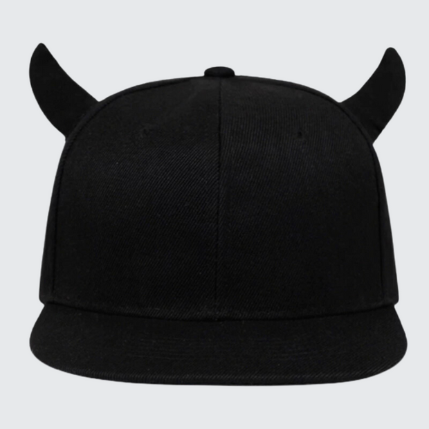 Devil horn hat adjustable straps horn design cotton