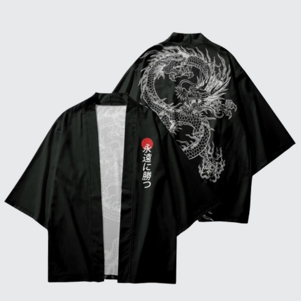 Dragon kimono white japanese style kimono