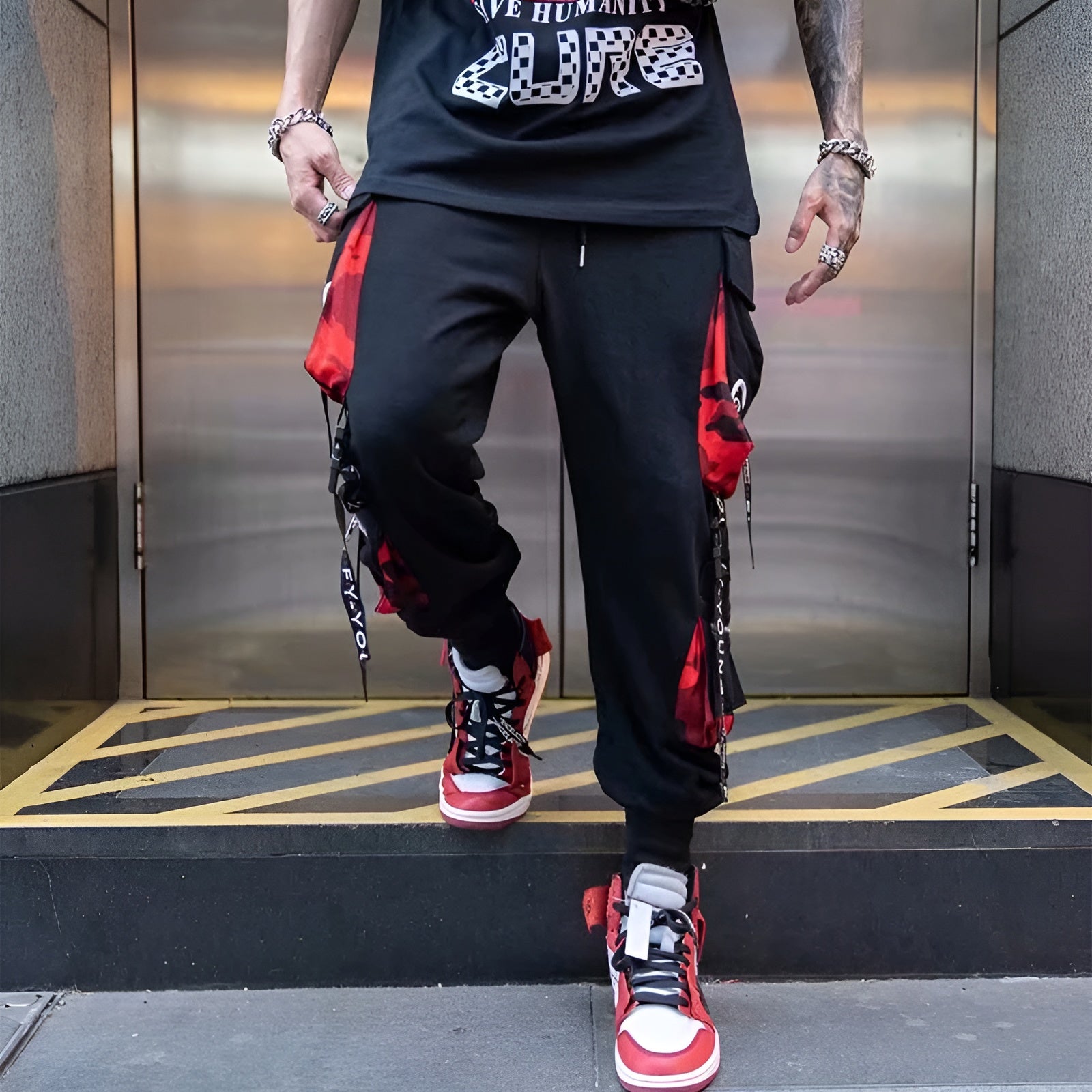 Red And Black Techwear Pants – Techwear UK