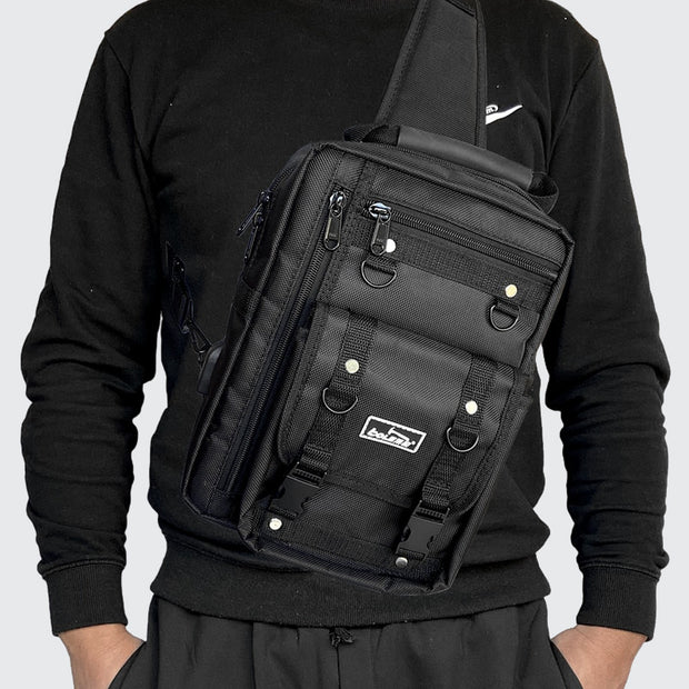 Cyber Techwear Shoulder Crossbody Bag