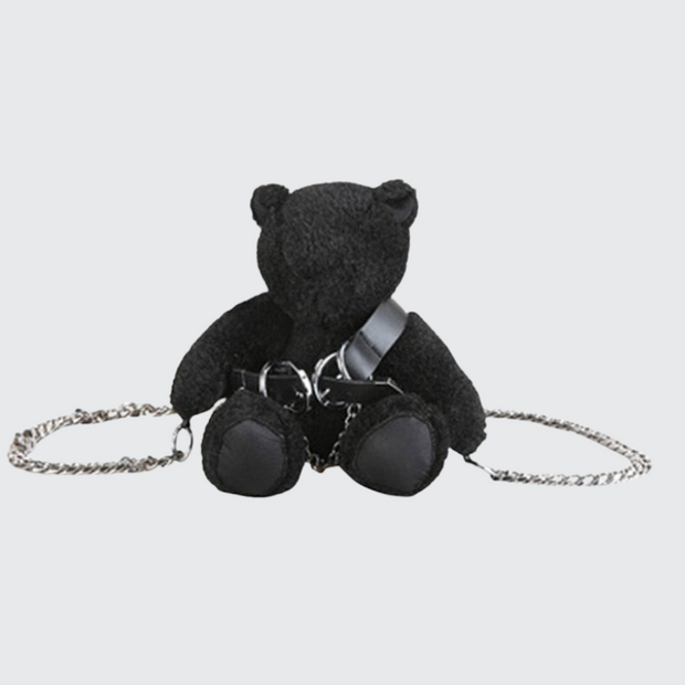 Goth bear bag adjustable straps bear shape bag