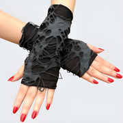 Goth rug gloves fingerless one size black