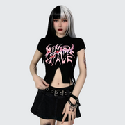 Black top with chain straps long sleeve goth top