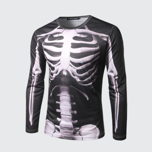 Halloween skeleton t-shirt o neck collar style