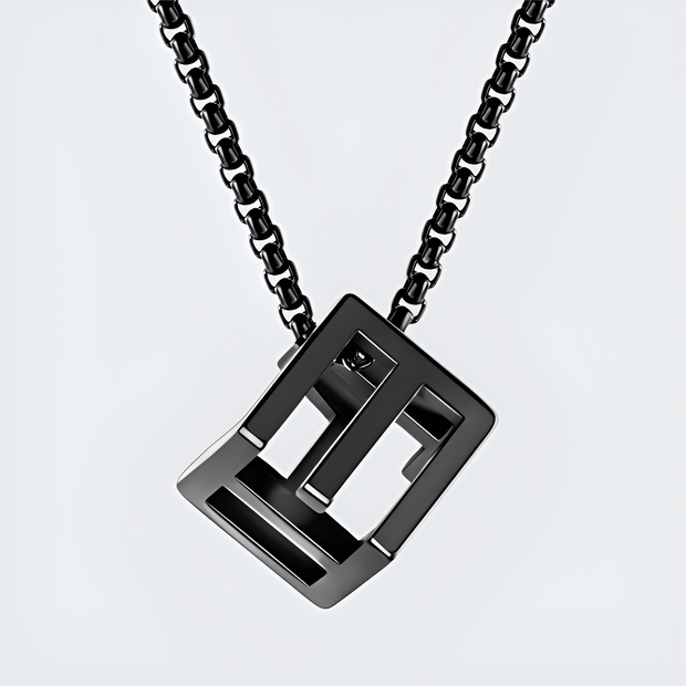 Hollow cube necklace stainless steel metal type