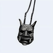 Japanese oni mask necklace stainless steel metal type