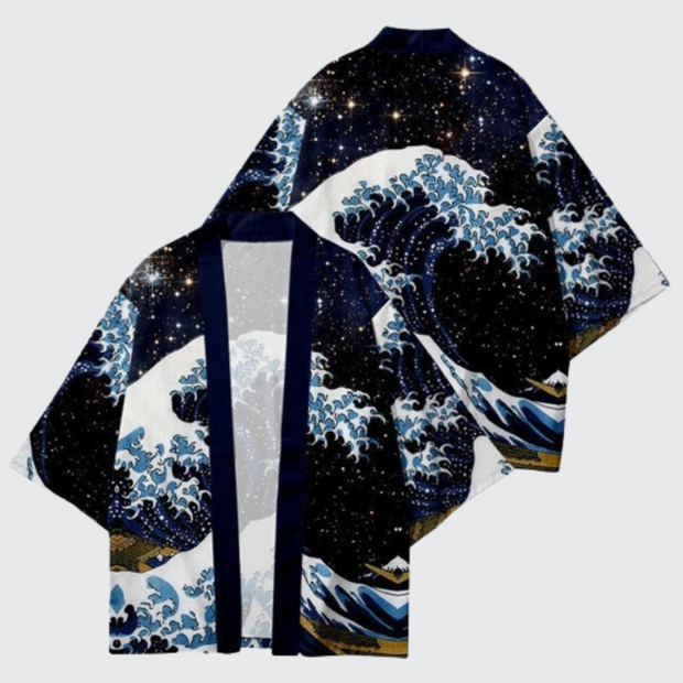 Japanese wave kimono high quality print