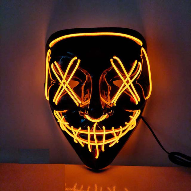 Led light skull mask halloween style mask adjustable band