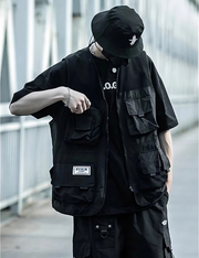 O neck collar style Black tactical vest streetwear