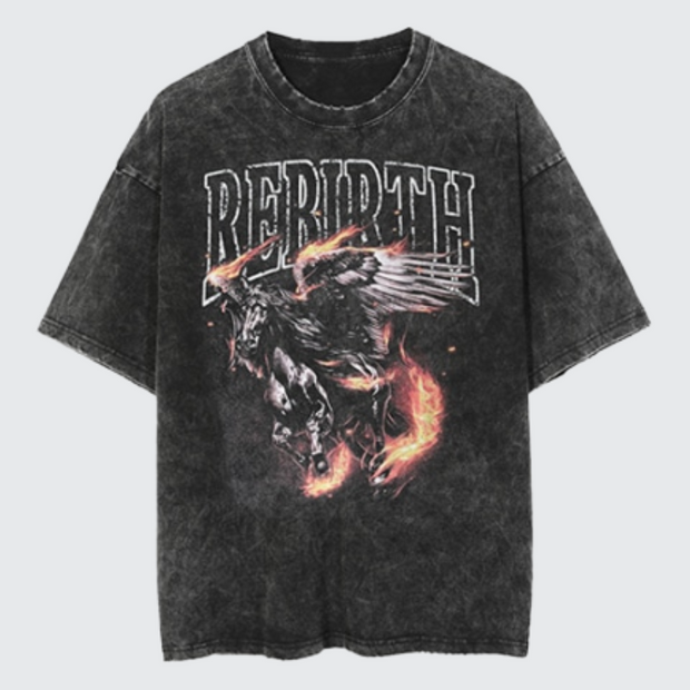 Rebirth vintage washed t-shirt o neck collar style