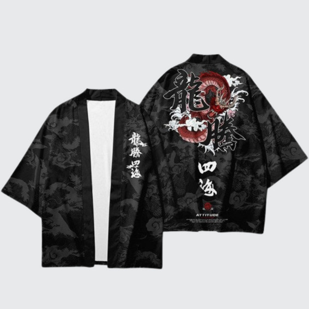 Red dragon kimono japanese style kimono