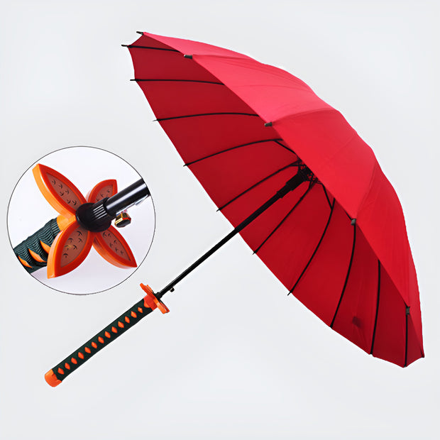 red umbrella Japanese katana style
