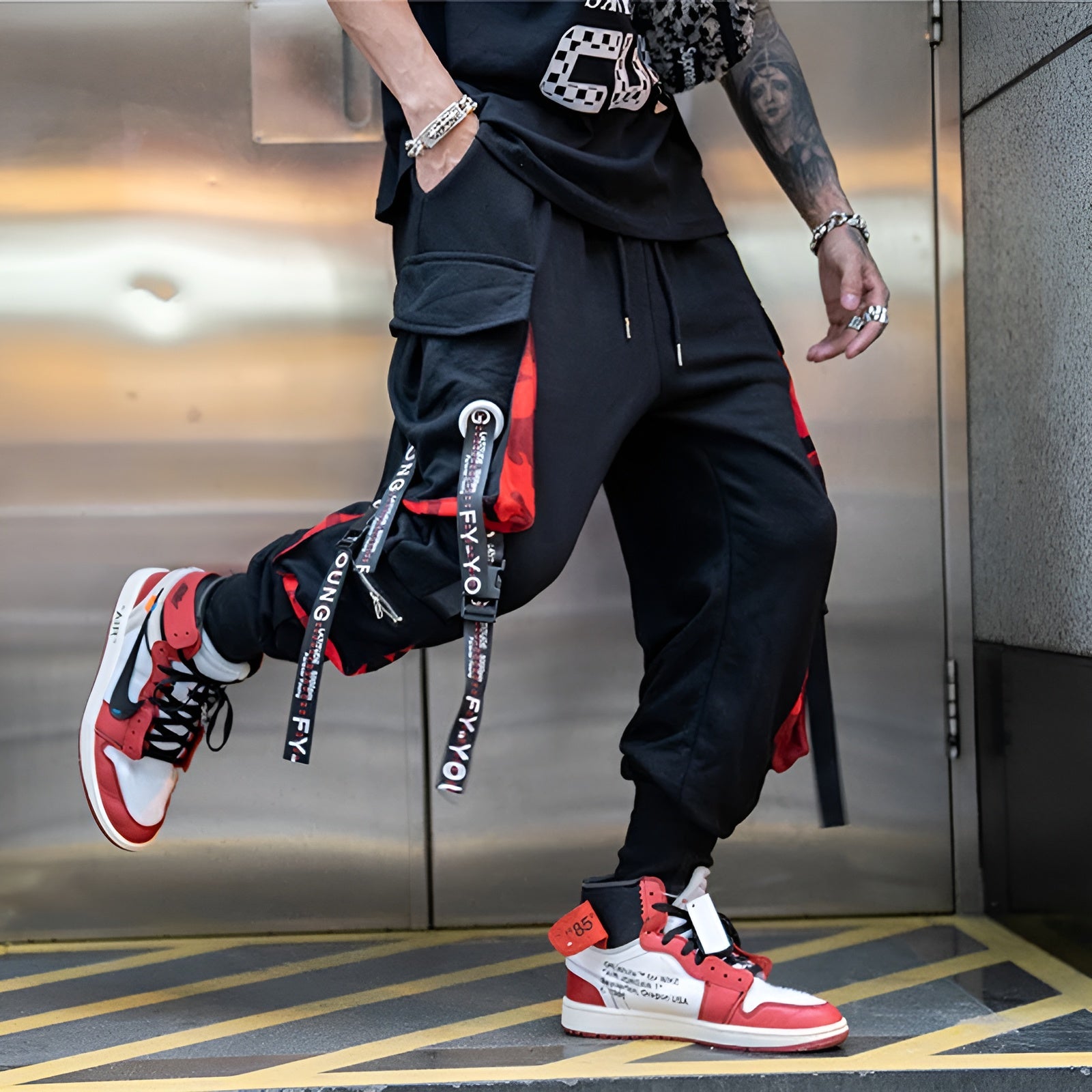 Red And Black Techwear Pants – Techwear UK