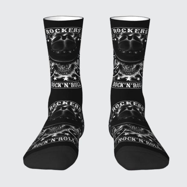 Rock and roll skull socks skull print pattern