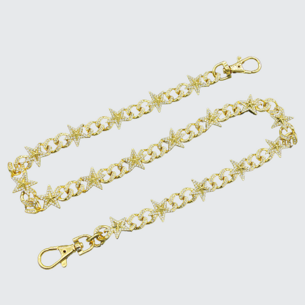 Shiny rhinestones start chain streetwear style chains