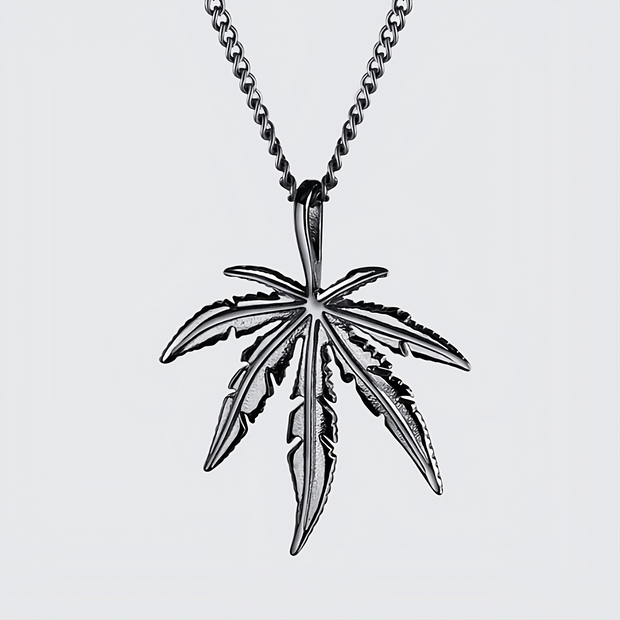 Silver weed necklace leaf pendant type necklace