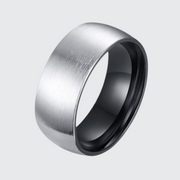 Solid plain silver ring matte surface finish feature