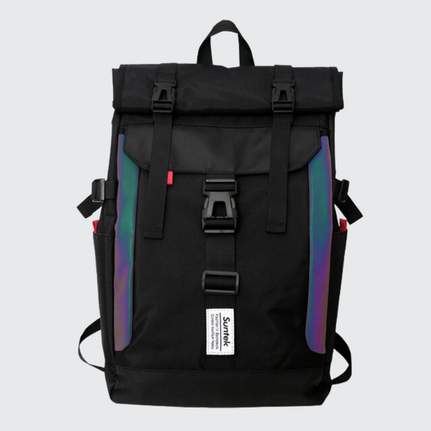 Streetwear reflective backpack adjustable straps zipper closure
