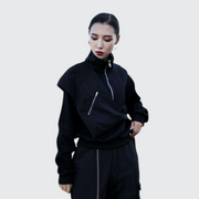 Women wearing black layered style jacket