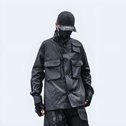 Techwear UK tactical shirt, long sleeve, front view, durable and stylish streetwear design