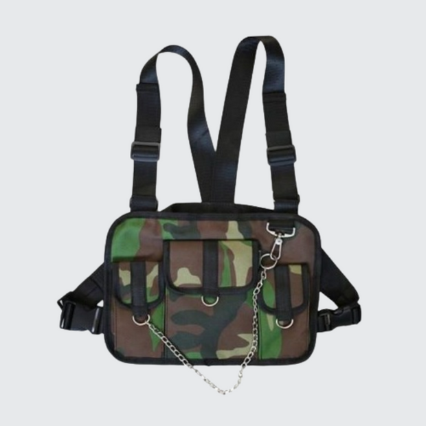 Techwear camouflage chest bag adjustable straps camouflage